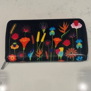 Colorful Floral Black Clutch